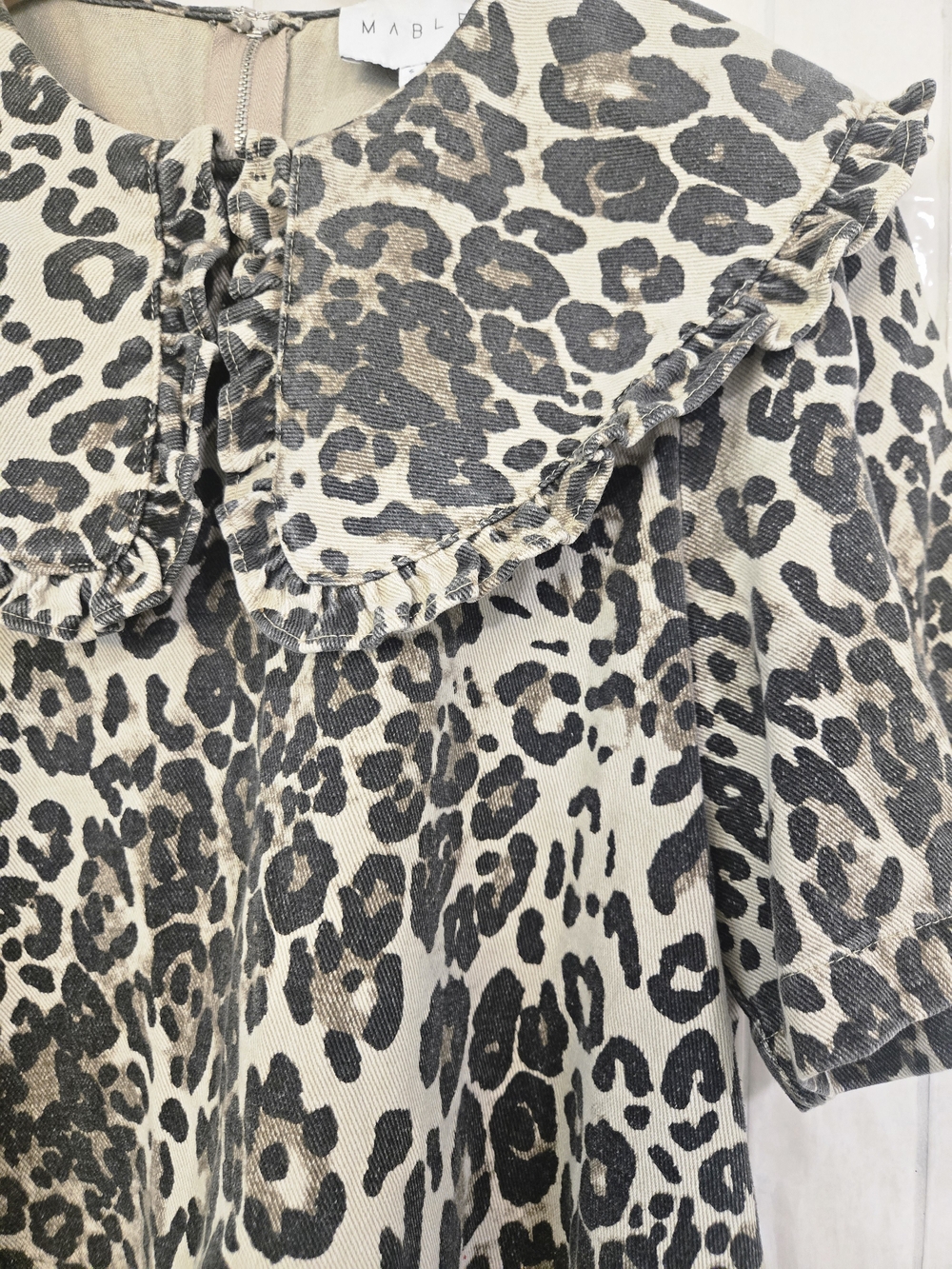 MABLE Cream and Black Leopard Print Mini Dress - Picture 5 of 11